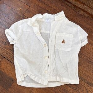 Kids Cream Button-Up Shirt LINEN GAP